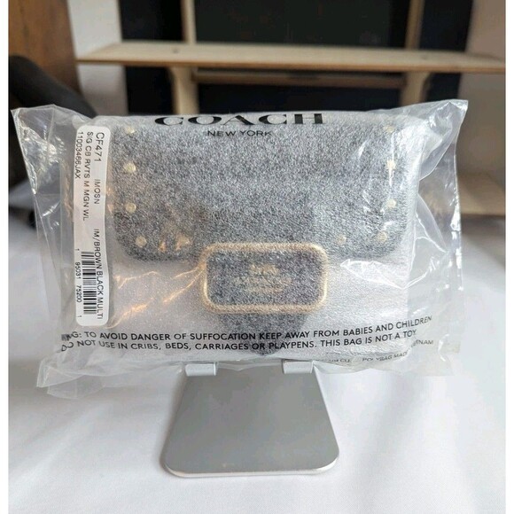 Coach Small Morgan Wallet With Rivets -  Brown/Black Signature Canvas, Leather - Picture 9 of 9